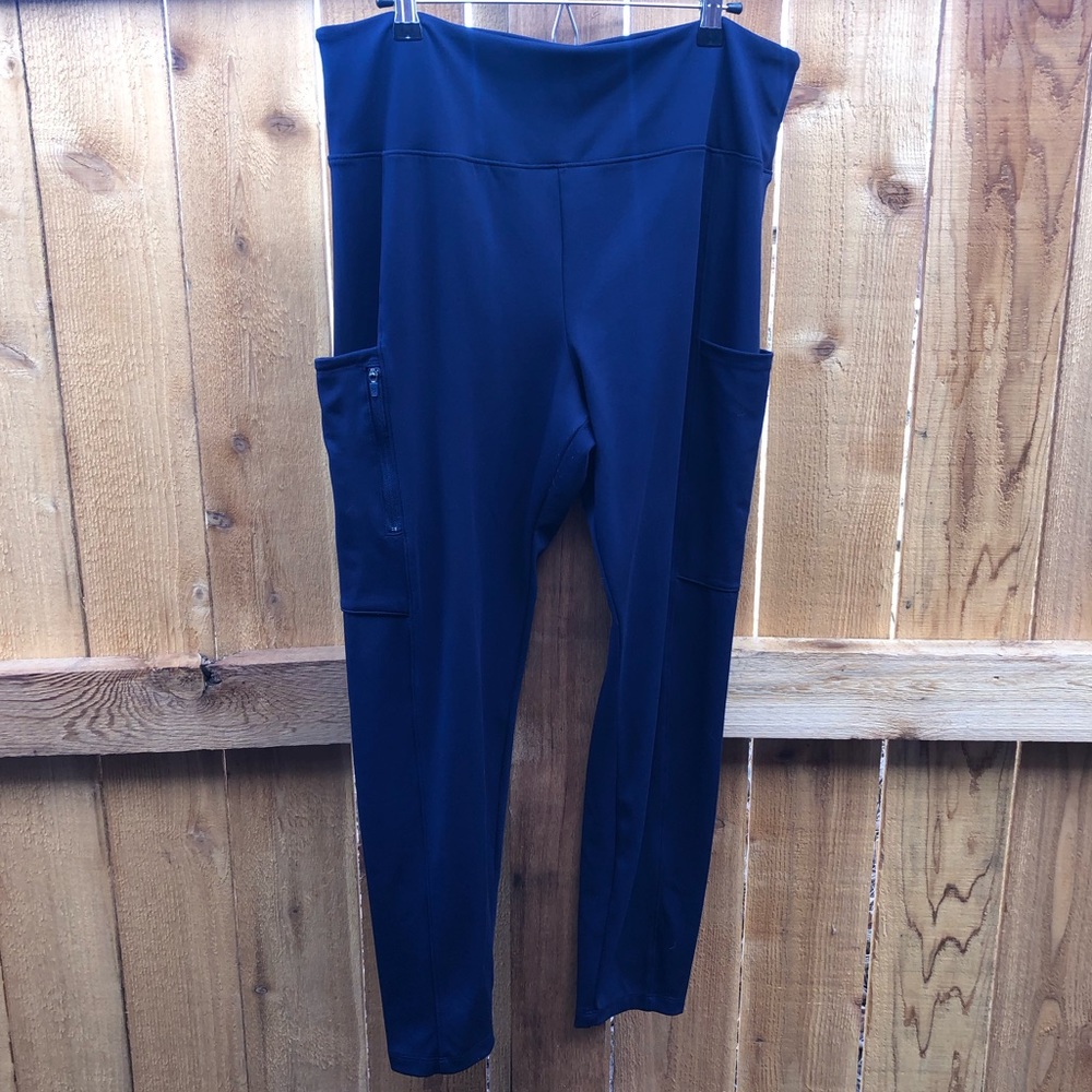 Lou & Grey Navy Blue LuvStretch Zip Side Pocket Leggings Size XL